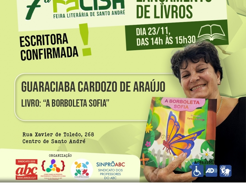 Felisa, Feira Literária de Santo André, dias 22, 23 e 24 de novembro